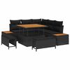 vidaXL Gar&eth;s&oacute;fa sett 8 pcs Svartur Poly Rattan og P&uacute;&eth;ur-lakki&eth; St&aacute;l