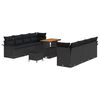 vidaXL Gar&eth;s&oacute;fa sett me&eth; p&uacute;&eth;i 11 pcs Svartur p&oacute;l&yacute;rattan