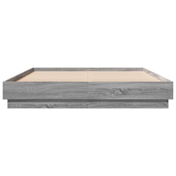 vidaXL R&uacute;mgrind &aacute;n D&yacute;nu Gr&aacute;ir Sonoma Eik 140x200 cm