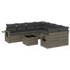 vidaXL 9 Hluta Gar&eth;s&oacute;fasett me&eth; Sessum Gr&aacute;r P&oacute;l&yacute;rattan