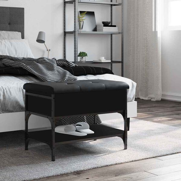 vidaXL Sk&oacute;bekkur Svartur 62x42x45 cm Samsettur Vi&eth;ur