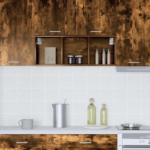 vidaXL Vegghengdur sk&aacute;pur Rau&eth;-eik 30 x 29,5 x 80 cm Samsettur vi&eth;ur