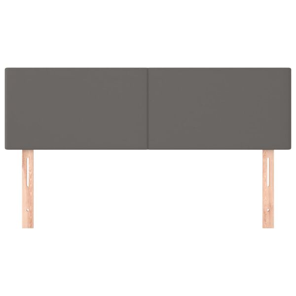 vidaXL Höfðagaflar 2 stk. 72x5x78/88 cm Grátt Leðurlíki