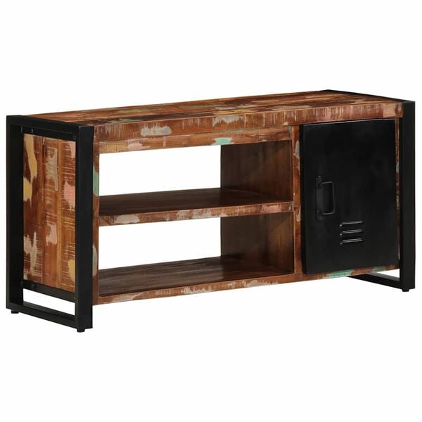 vidaXL Skóbeita Marglitur 100 x 40 x 50 cm Gegnheill endurnýttur viður