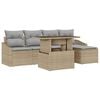 vidaXL Gar&eth;s&oacute;fa sett me&eth; p&uacute;&eth;i 6 pcs Beige og lj&oacute;sgr&aacute;r p&oacute;l&yacute;rattan