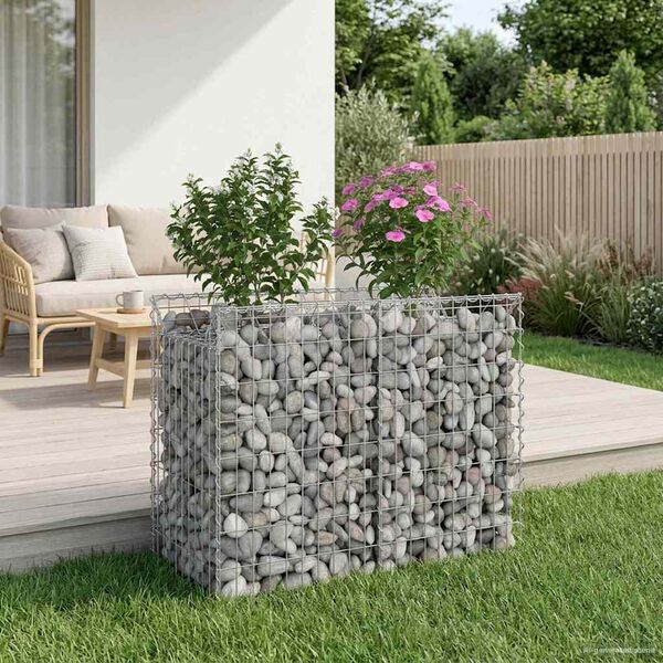vidaXL Gabion h&aelig;kka&eth; r&uacute;m Silfur 100 x 50 x 80 cm Galvaniserad st&aacute;l