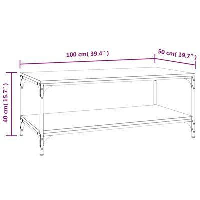 vidaXL Sófaborð Brún Eik 100x50x40 Samsettur Viður