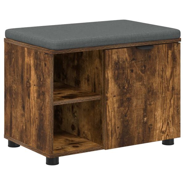 vidaXL Hallarbekk Reyktur Eik 60 x 38 x 46 cm Virkur tr&eacute; og d&uacute;kur