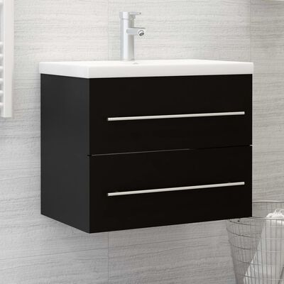 804693 vidaXL Sink Cabinet Black 60x38,5x48 cm Chipboard