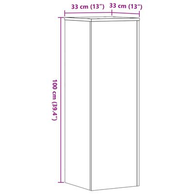 vidaXL Plöntustandur 33x33x100 cm Sonoma Eik Samsettur Viður