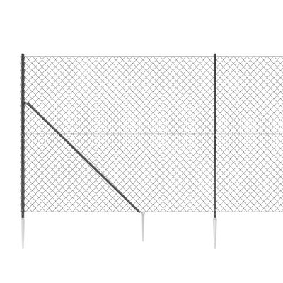 vidaXL Netagirðing með Jarðfestingum Reykgrá 1,6x25 m