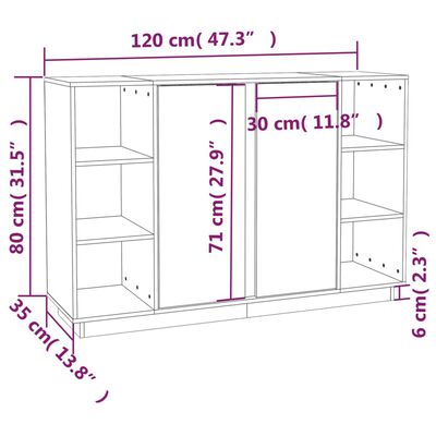 vidaXL Skenkur 120x35x80 cm Gegnheil Fura