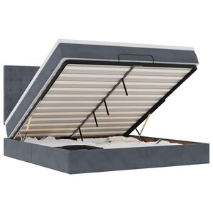 vidaXL Ottoman r&uacute;mgrind me&eth; d&yacute;num d&ouml;kkgr&aacute; 180x200cm flauel