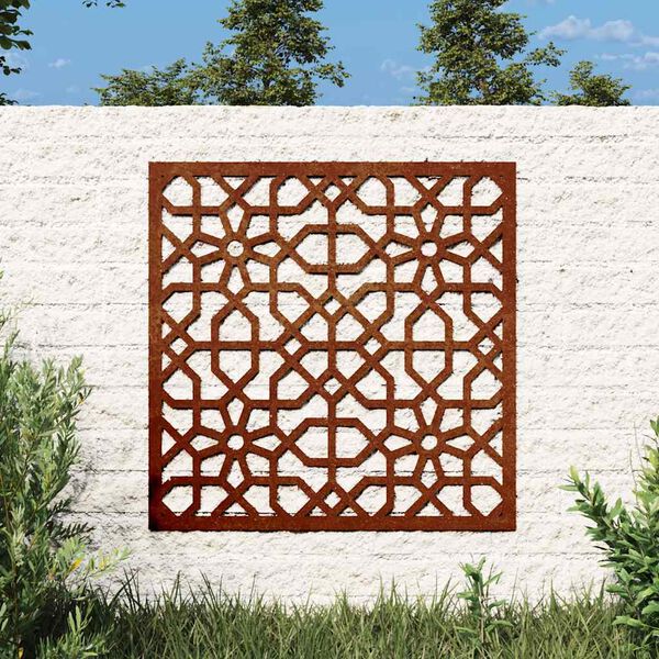 vidaXL Veggskreyting &iacute; Gar&eth;inn 55x55 cm Corten St&aacute;l M&aacute;r&iacute;sk h&ouml;nnun