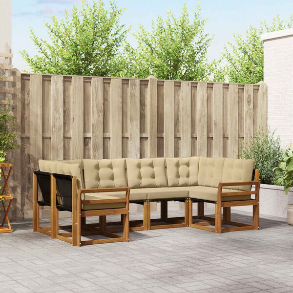 vidaXL &Uacute;ti s&oacute;fasett me&eth; p&uacute;&eth;i 6 pcs N&aacute;tt&uacute;rulegt og B&eacute;ig