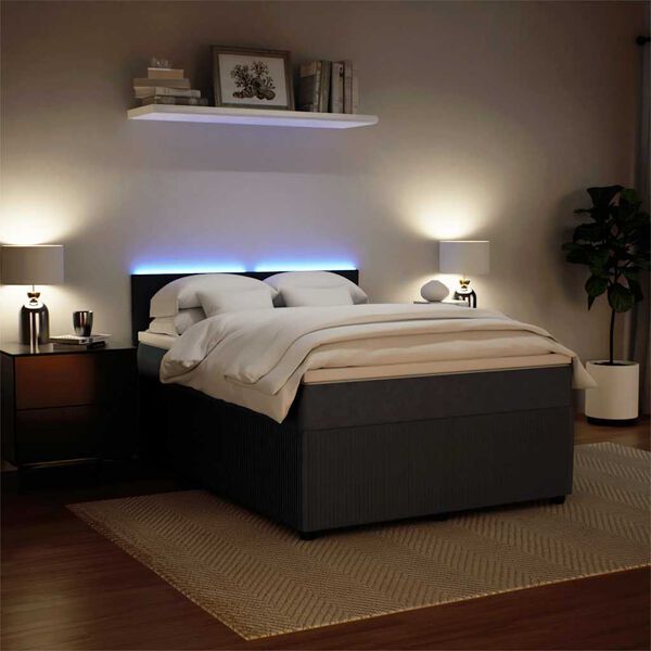 vidaXL H&oacute;lfa&eth; Springr&uacute;m me&eth; D&yacute;nu D&ouml;kkgr&aacute;tt 140x190 cm Flauel