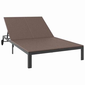 vidaXL Sunbed 2-Pers&oacute;na Br&uacute;nn 60 x 200 x 27cm p&oacute;l&yacute;rattan
