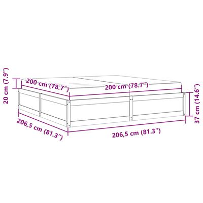 vidaXL Rúm með Dýnu 200x200 cm Gegnheil Fura