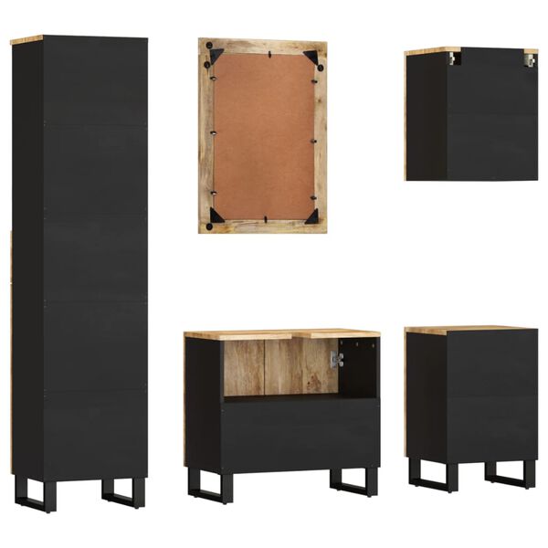 vidaXL Baðherbergishúsgagnasett 5 Hlutir Gegnheill Mangóviður