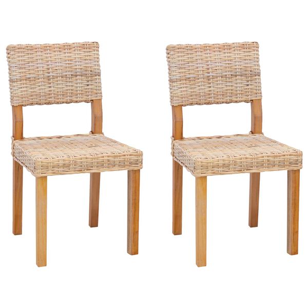 vidaXL Bor&eth;st&oacute;ll 2 pcs N&aacute;tt&uacute;rulegur 46 x 55 x 84 cm Kubu rattan