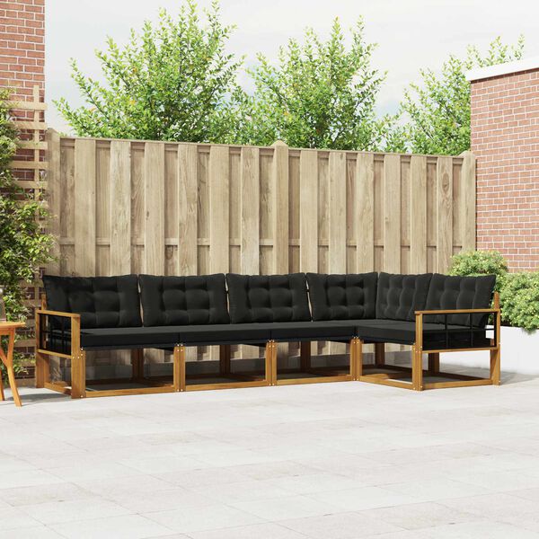 vidaXL &Uacute;ti s&oacute;fasett me&eth; p&uacute;&eth;i 5 pcs N&aacute;tt&uacute;rulegur og svartur