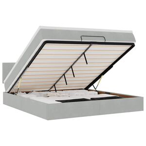 vidaXL Ottoman r&uacute;m me&eth; d&yacute;nu & LED lj&oacute;sgr&aacute;tt 180x200cm flauel