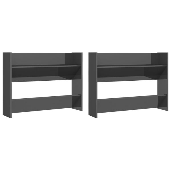 vidaXL Veggsk&oacute;sk&aacute;par 2 stk. Gr&aacute;r 80x18x60 cm Samsettur Vi&eth;ur