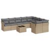 vidaXL 10 Hluta Gar&eth;s&oacute;fasett me&eth; Sessum Drappa&eth; P&oacute;l&yacute;rattan