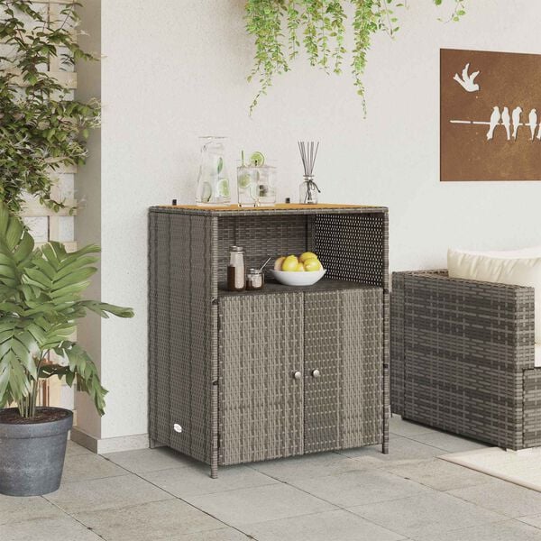 vidaXL Cabinet me&eth; hillu Gr&aacute;r 70 x 50 x 87 cm P&oacute;l&yacute;ester og Roly Rattan