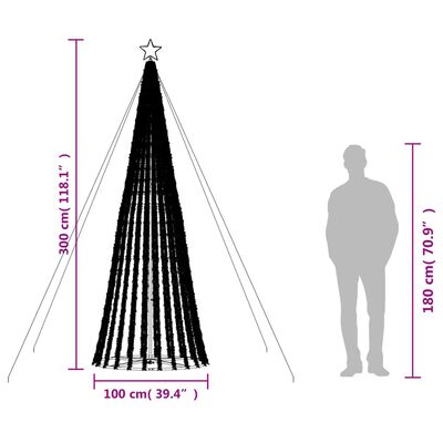 vidaXL Jólatrésljóskeila 688 LEDs Litrík 300 cm