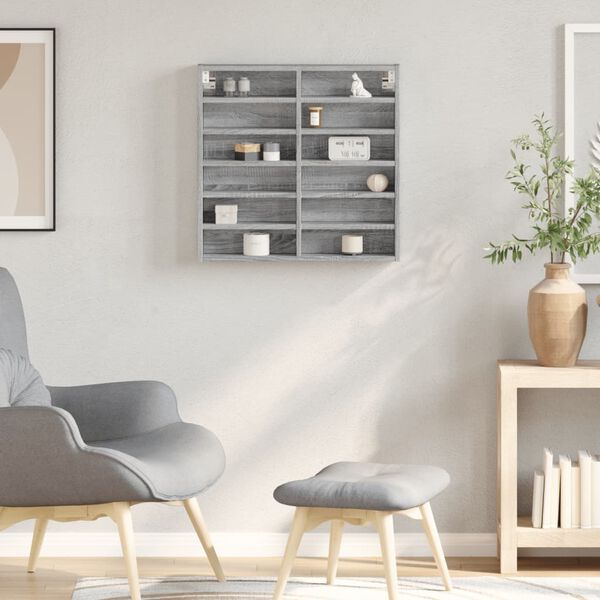 vidaXL Glersk&aacute;pur Gr&aacute;r Sonoma 60x8,5x58 cm Samsettur Vi&eth;ur