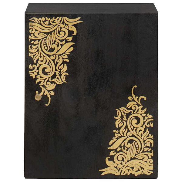 vidaXL Veggskápur Vegghengt Svartur 38 x 33 x 48 cm Hart mangótré