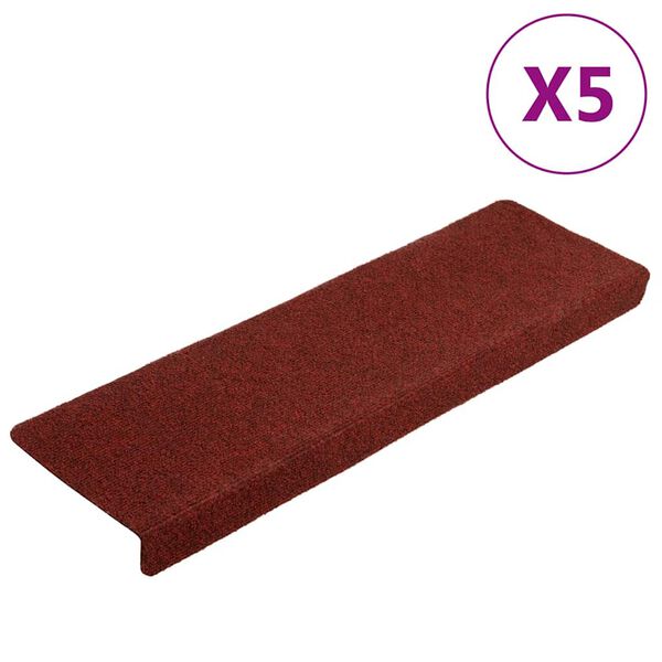 vidaXL Stigamottur sjálflímandi 5 stk 65x21x4 cm Bordeauxrauð rétthyrnd brún