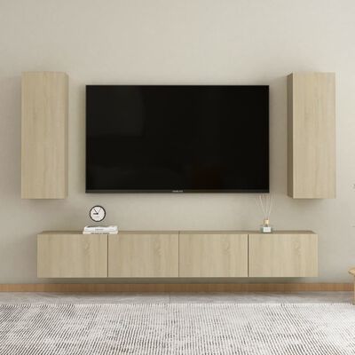 803351 vidaXL TV Cabinets 2 pcs Sonoma Oak 30,5x30x90 cm Chipboard