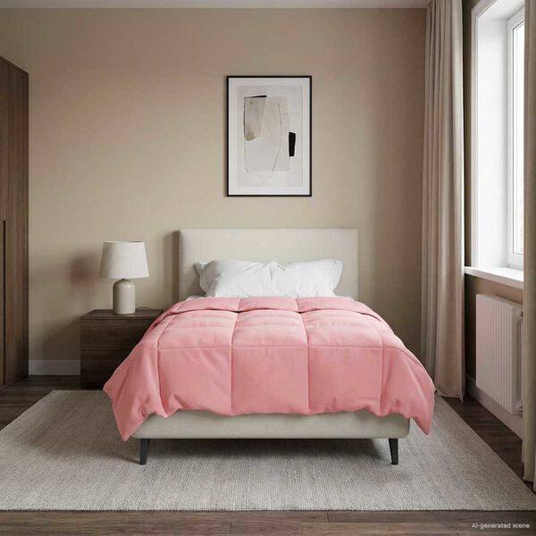 vidaXL Full &aacute;rs d&yacute;na S&iacute;&eth;la&eth; Bleikur 135 x 200 cm M&iacute;kr&oacute;f&iacute;ber