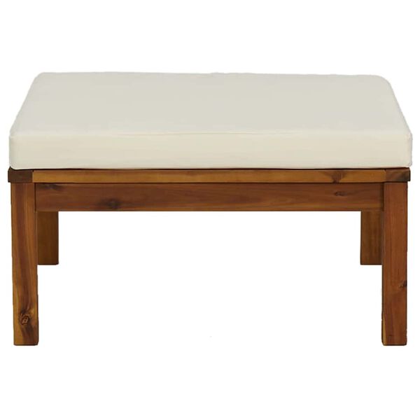 vidaXL Garðfótaskemill með Rjómahvítum Púða Gegnheill Akasíuviður