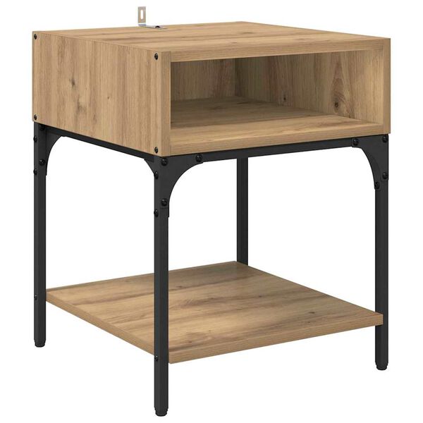 vidaXL N&aacute;ttbor&eth; Artisan Eik 40 x 40 x 50 cm Samsettur vi&eth;ur