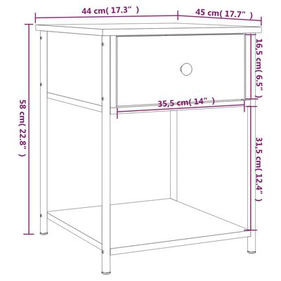 vidaXL Náttborð 2 stk. Brún Eik 44x45x58 cm Samsettur Viður