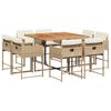 vidaXL 9 Hluta Gar&eth;bor&eth;sett me&eth; Sessum Drappa&eth; P&oacute;l&yacute;rattan