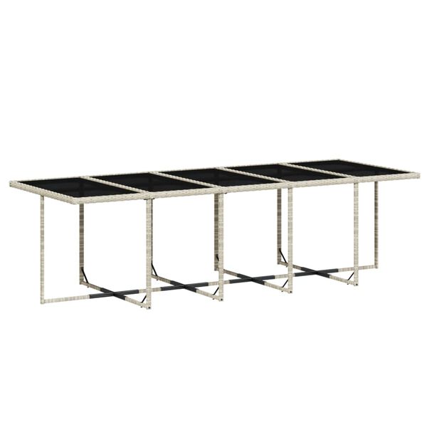 vidaXL 11 Hluta Gar&eth;bor&eth;stofusetti&eth; me&eth; P&uacute;&eth;um Lj&oacute;sgr&aacute;r P&oacute;l&yacute;rattan