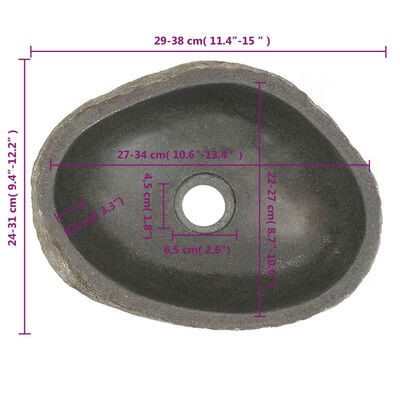 vidaXL Vaskur Sjávarsteinn Sporöskjulaga (29-38)x(24-31) cm