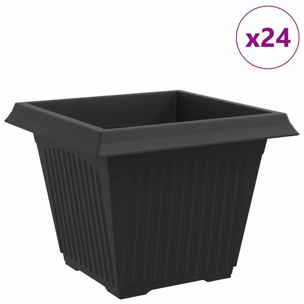 vidaXL Fermetra bl&oacute;mapottr 24 pcs Svartur 43 x 43 x 33,5 cm Plast