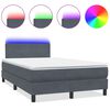 vidaXL H&oacute;lfa&eth; Springr&uacute;m me&eth; D&yacute;nu og LED D&ouml;kkgr&aacute; 120x210 cm Flauel