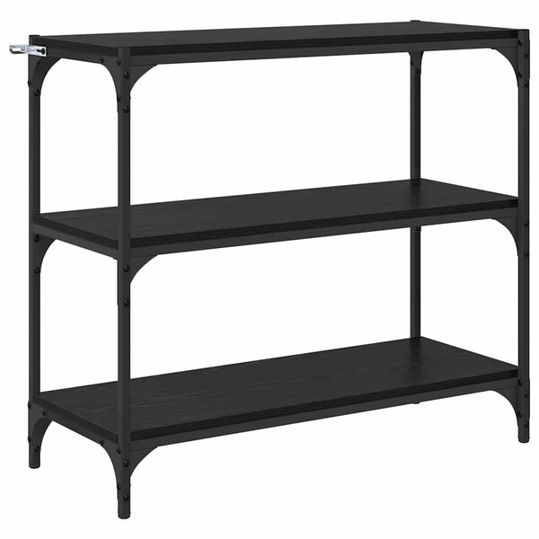 vidaXL B&oacute;kask&aacute;pur Svartur Eik 80 x 33 x 70,5 cm Virka&eth; tr&eacute; og j&aacute;rn