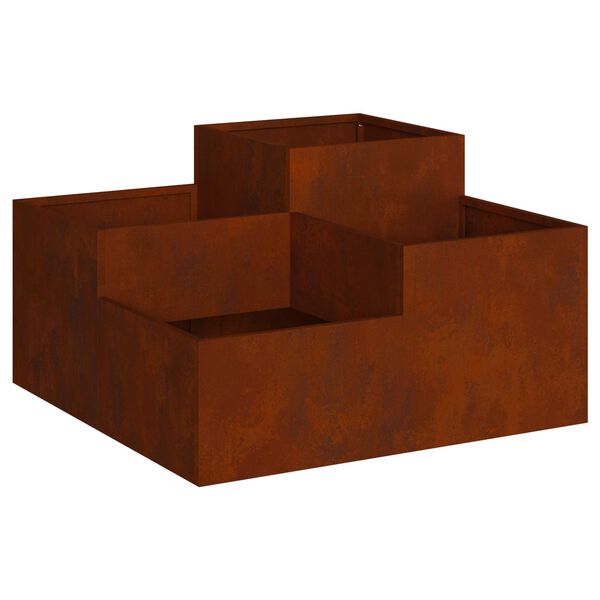 vidaXL Gar&eth;pl&ouml;ntukassi Rusty 100 x 100 x 48 cm Ve&eth;ra&eth; st&aacute;l