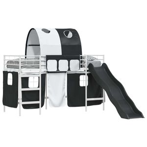 vidaXL Leiksk&aacute;la r&uacute;m fl&ouml;gu Hv&iacute;tt og svart 74,5 x 190 cm M&aacute;lmur