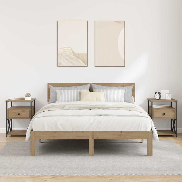 vidaXL Noat&ouml;flu sk&aacute;pur me&eth; sk&uacute;ffu 2 pcs Artisan Eik 40 x 42 x 55 cm