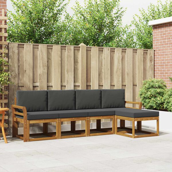 vidaXL &Uacute;ti s&oacute;fasett 5 pcs N&aacute;tt&uacute;rulegt og Antrac&iacute;t Hrein akas&iacute;utr&eacute;