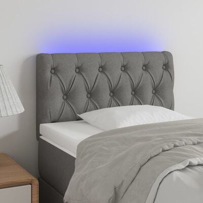 vidaXL LED Höfðagafl Ljósgrár 80x7x78/88 cm Efni