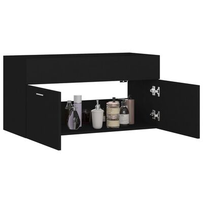 804666 vidaXL Sink Cabinet Black 90x38,5x46 cm Chipboard